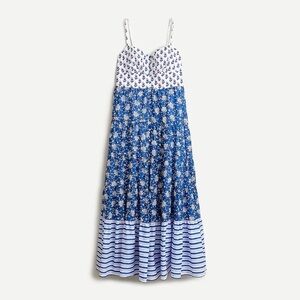 J. CREW Blue & White Floral Tiered Maxi Dress